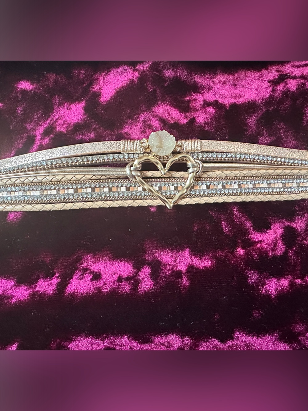 Gold-Tone Multi-Row Heart Accent Bracelet